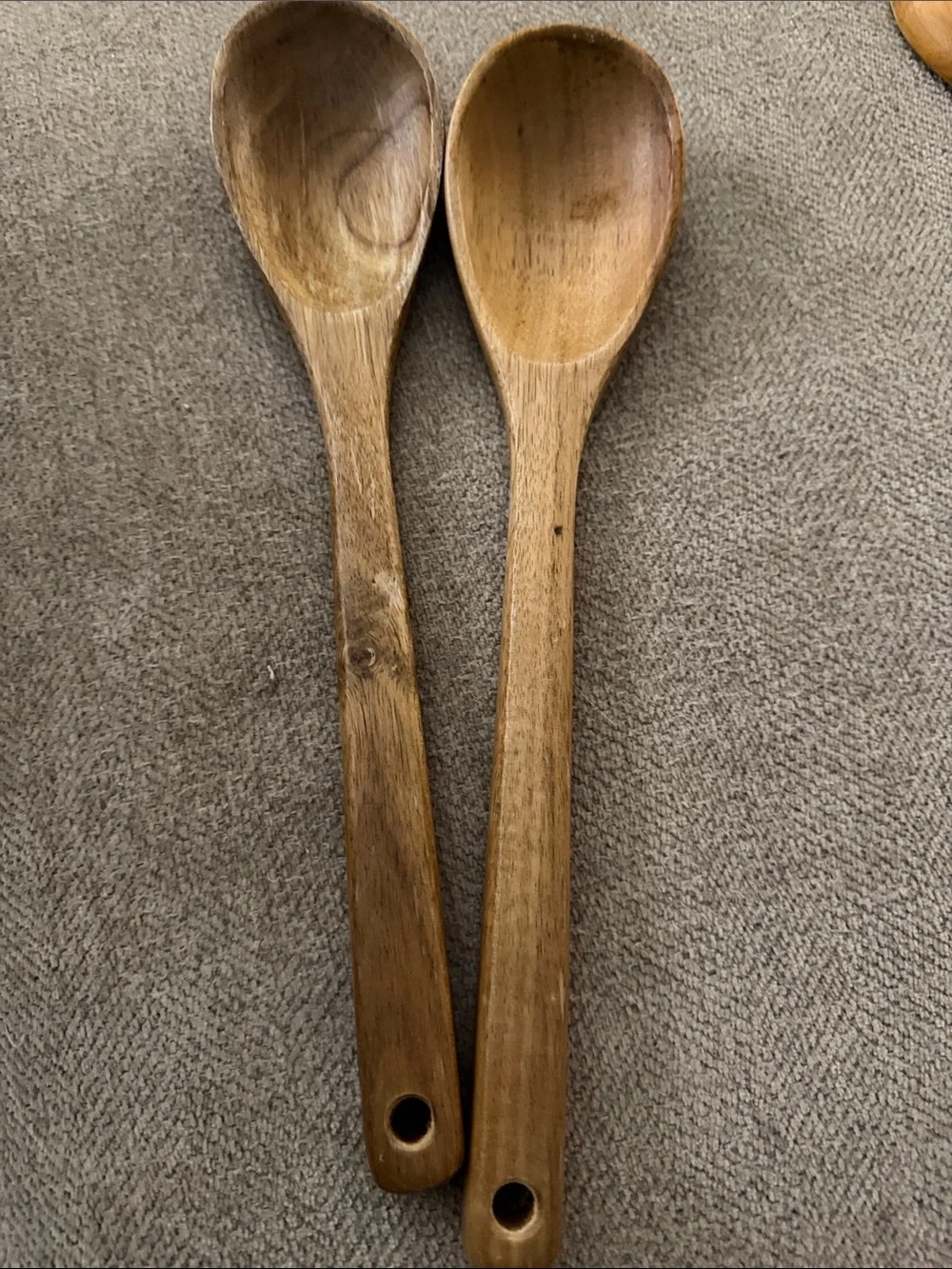 Handcrafted Brown Wooden Cooking Spoons - Set of 2